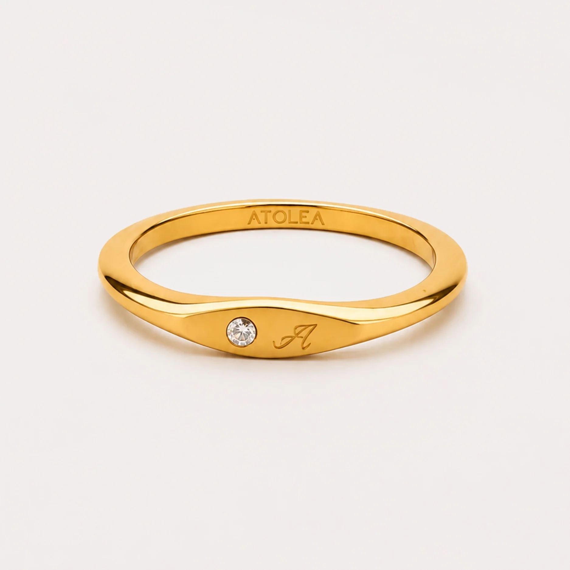 One-Initial Crystal Ring