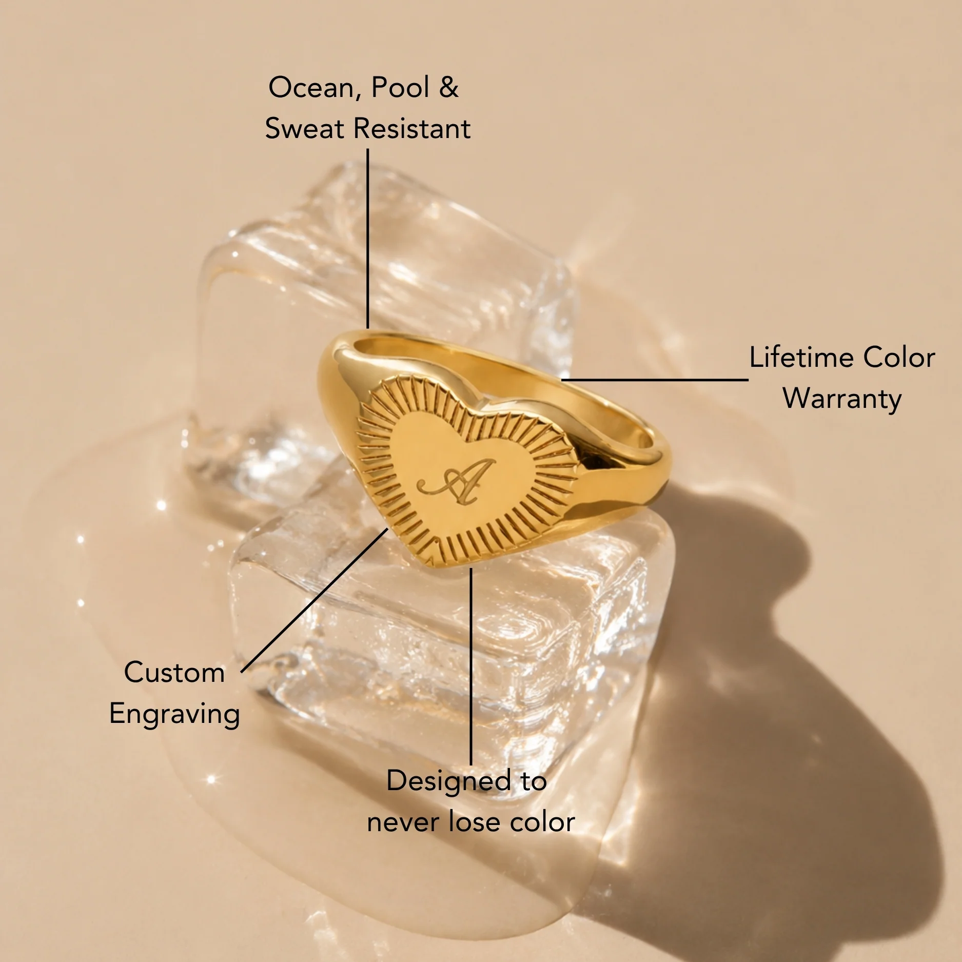 One-Initial Heart Ring - Image 5