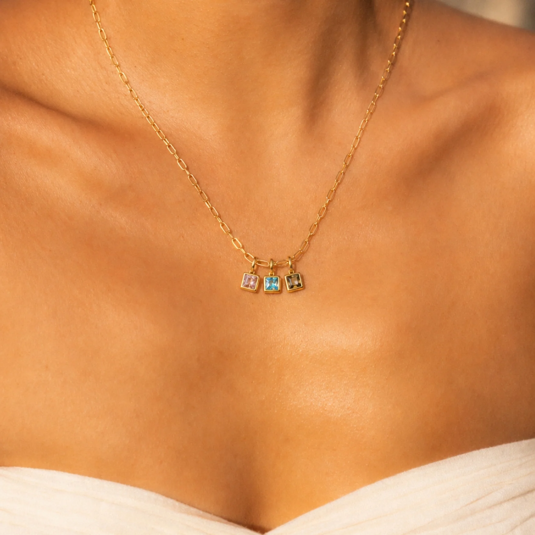 Paperclip Birthstone Necklace - Image 9