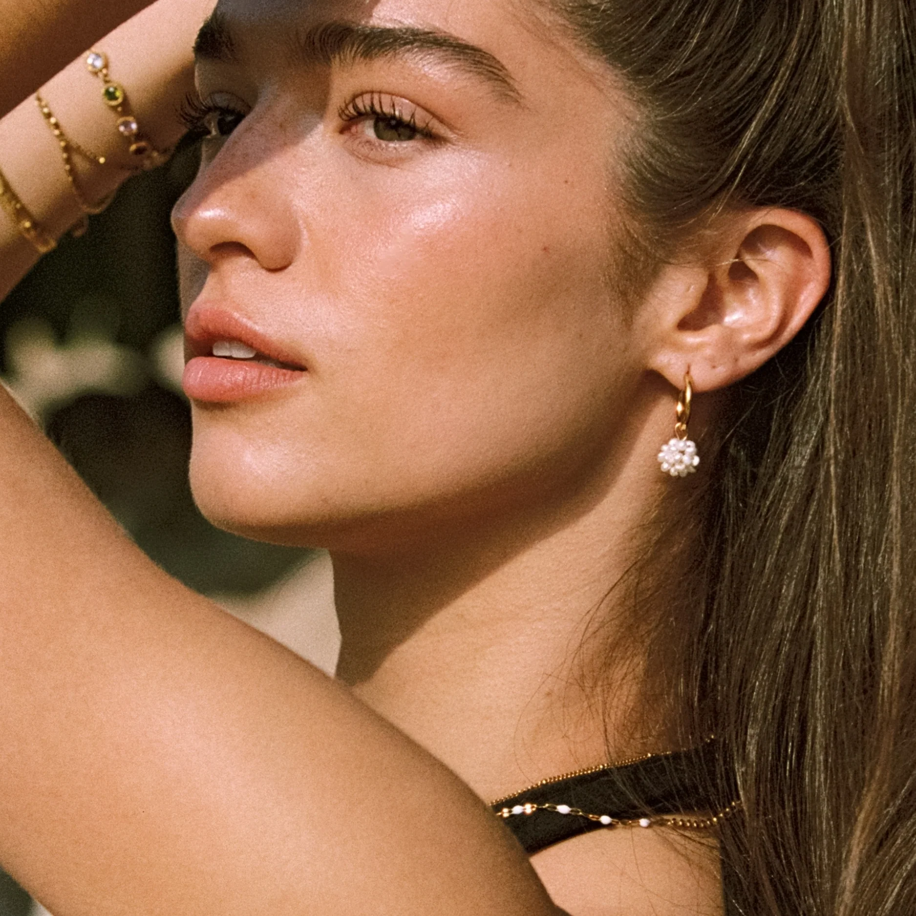 Tiny Pearls Hoops - Image 3